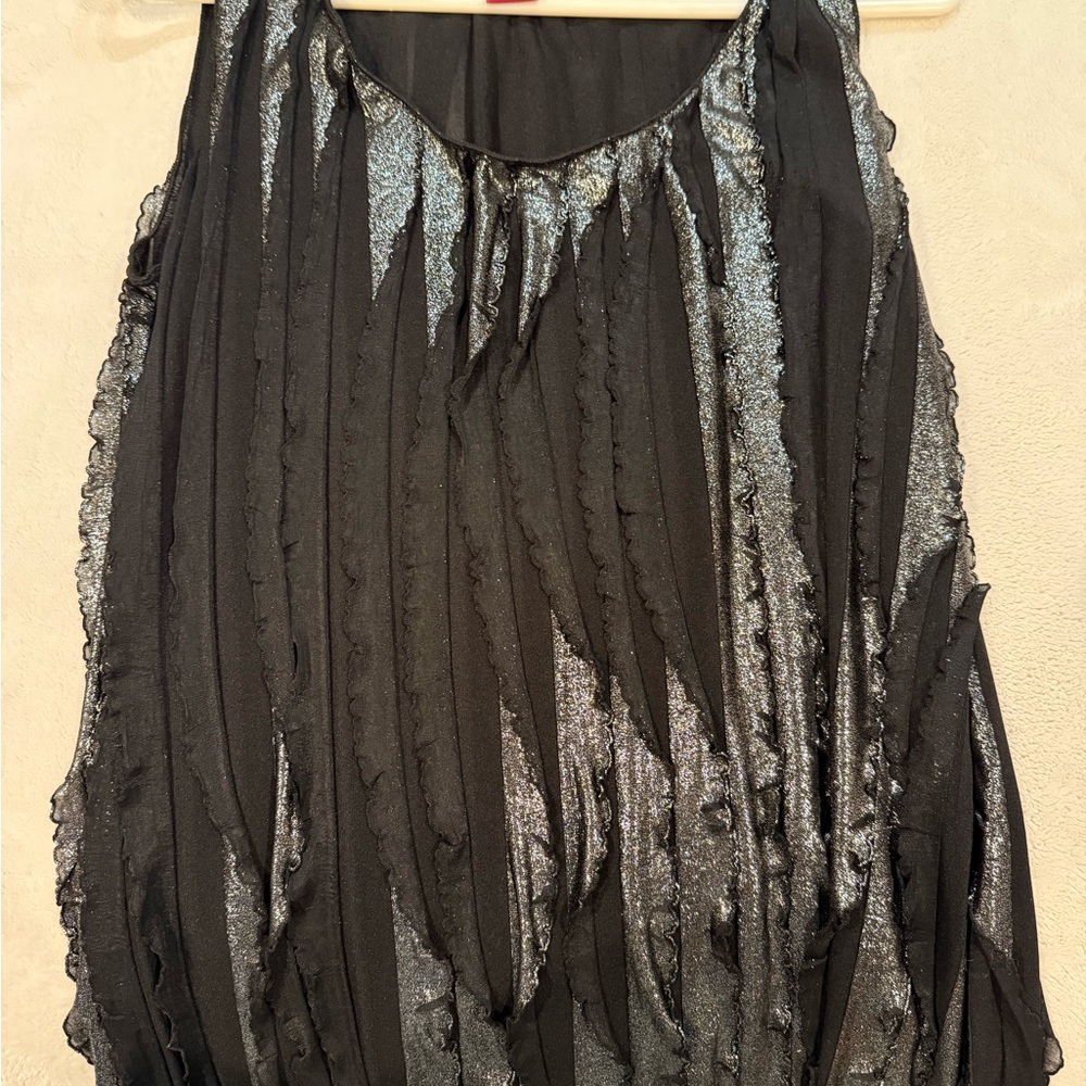 Black Metallic Accent Sleeveless Women’s Top